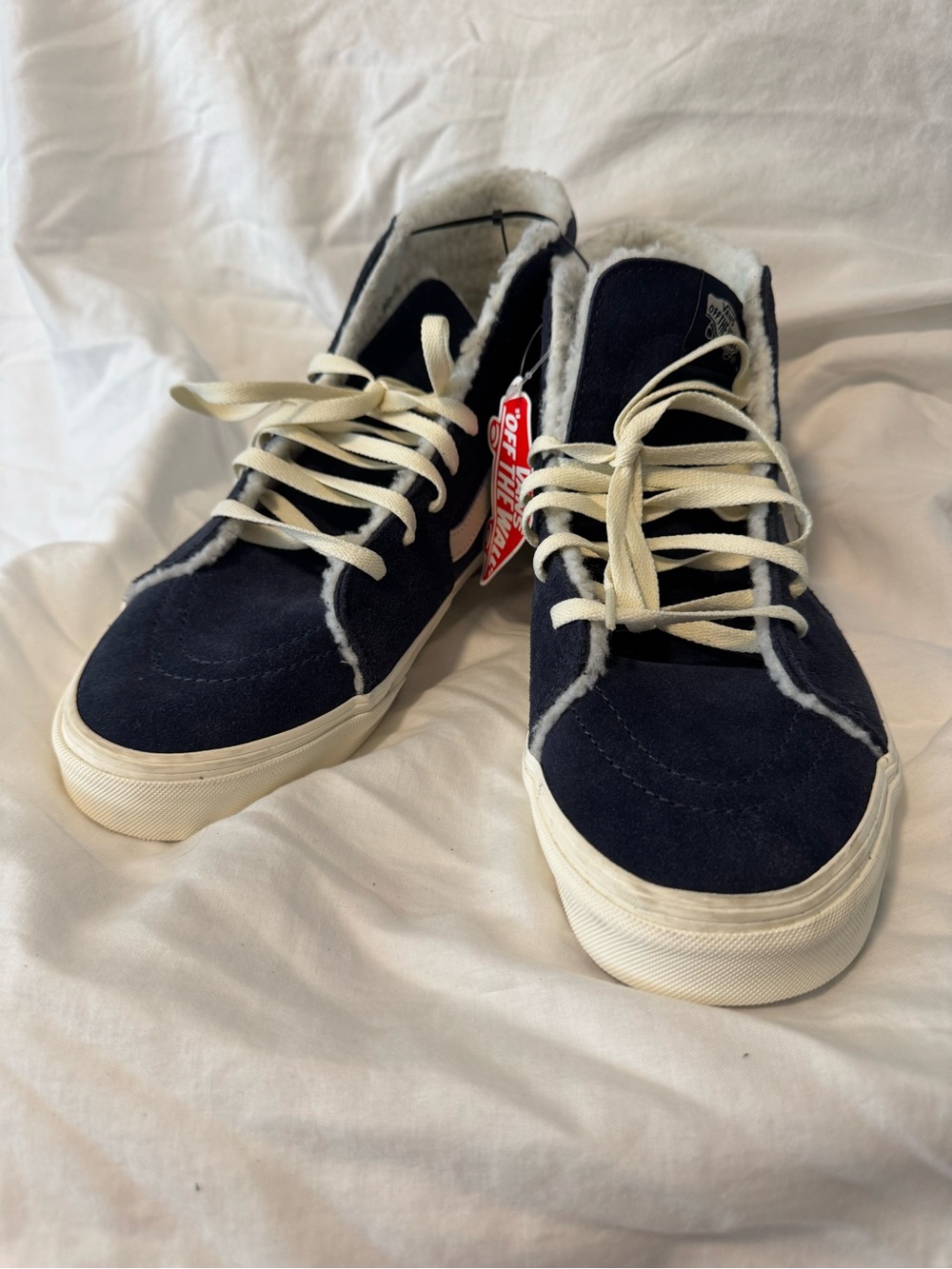 Vans Navy Suede Low-Top Sneakers with Cream Accents